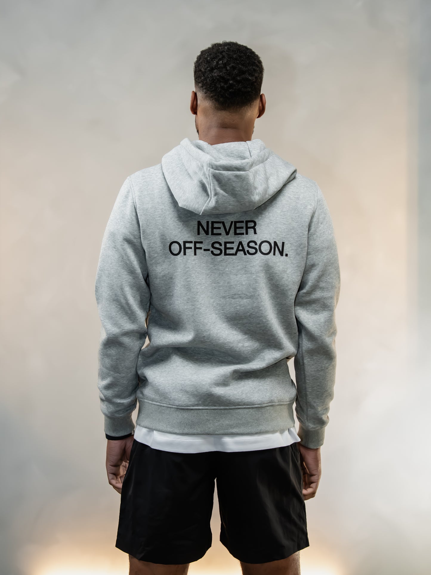 NEVER OFF-SEASON. HOODIE GREY