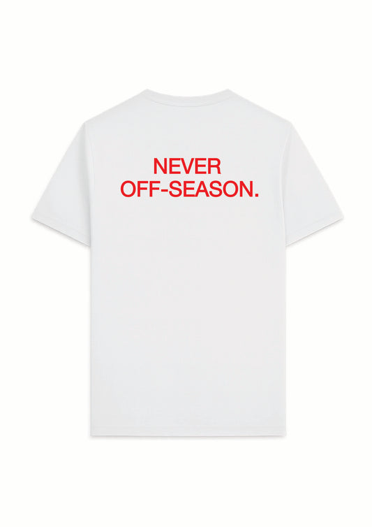 NEVER OFF-SEASON. ENG TEE WHITE
