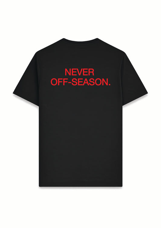 NEVER OFF-SEASON. ENG TEE BLACK