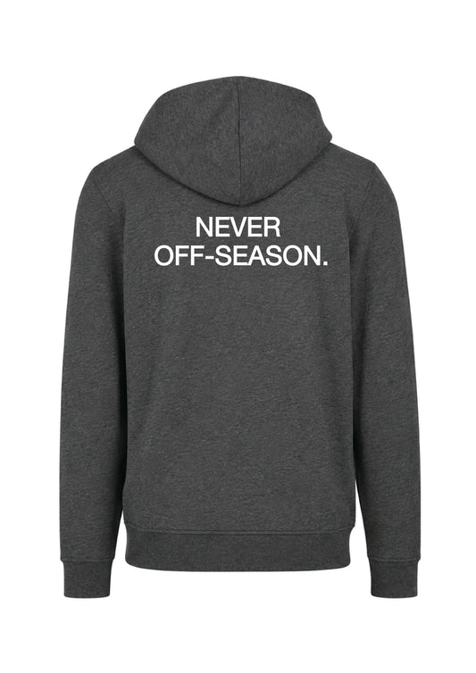 NEVER OFF-SEASON. HOODIE CHARCOAL